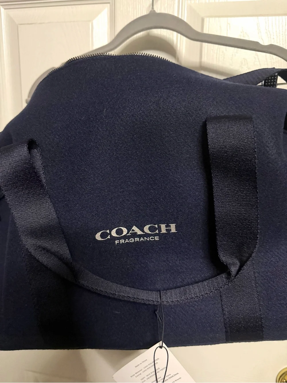 COACH Navy Blue Canvas Duffel with White Logo